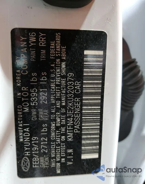 2019 Genesis G80 Base from USA, damaged, VIN KMTFN4JE2KU320379